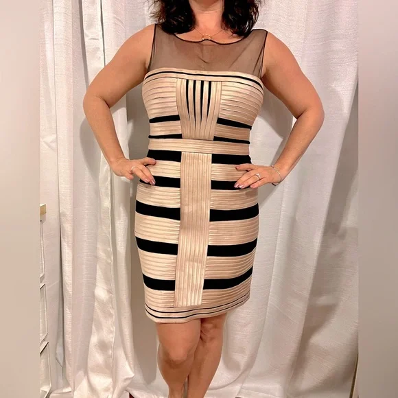 BCBGMaxAzria | Dresses | Bcbg Maxazria Gold And Black Dress | Poshmark